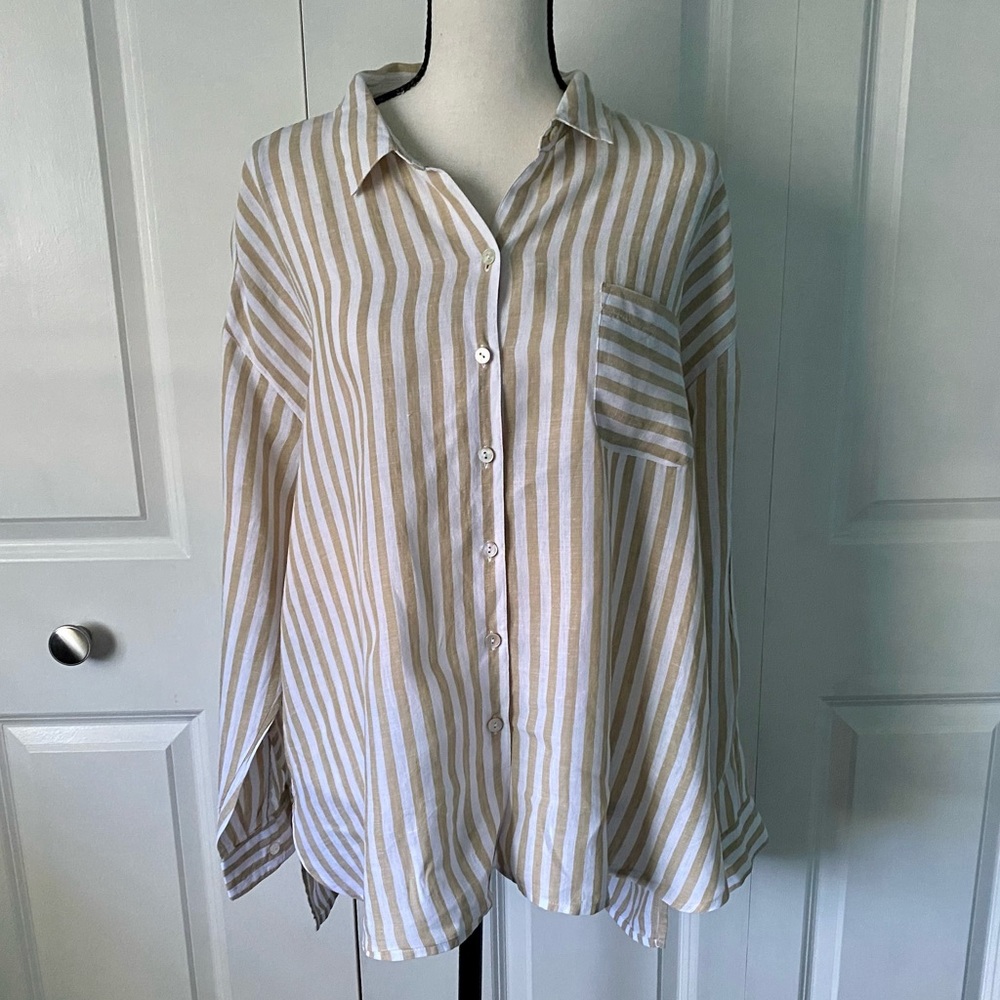 DESIGNED BY J.JILL!!!! NWOT LONG-SLEEVE LINEN SHIRT.